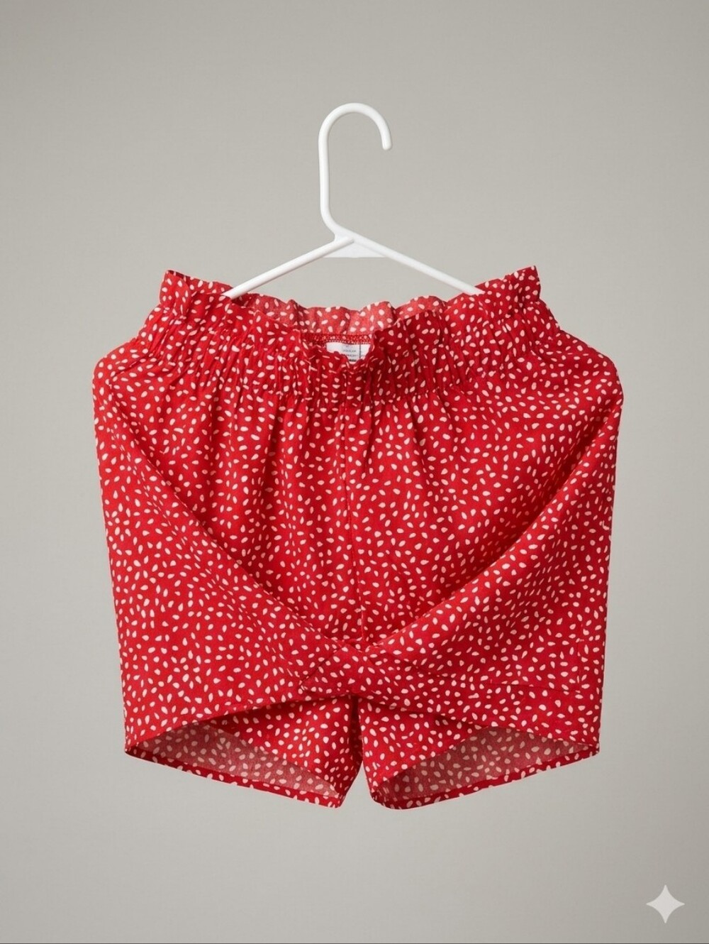 Women’s Red Printed Elastic-Waist Shorts